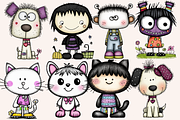 Quirky Monster Kids and Their Pets, a Person Illustration by PrintHaven Designs (Thumbnail 3 of 6)
