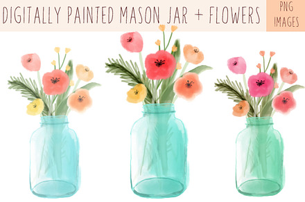 Painted Mason Jar Clip Art
