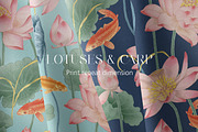 lOTUSES AND CARP, a Pattern Graphic by Kate Demyanovska (Thumbnail 3 of 8)
