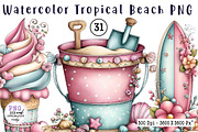Watercolor Tropical Beach PNG, an Animal Illustration by CreationArt (Thumbnail 1 of 7)