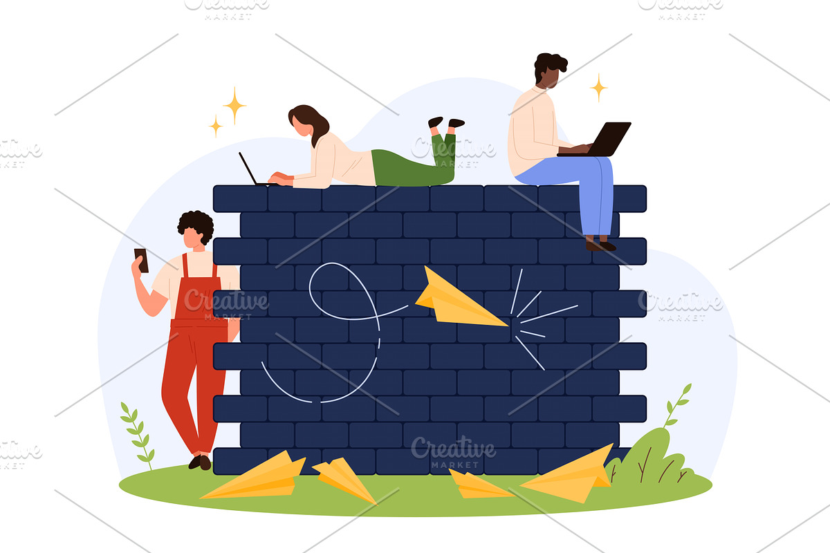 Using Devices Behind Digital, a Technology Illustration by Flashvector