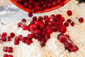 Berry pastry preparation baking cake batter table, a Food & Drink Photo by Photo Drive Studio