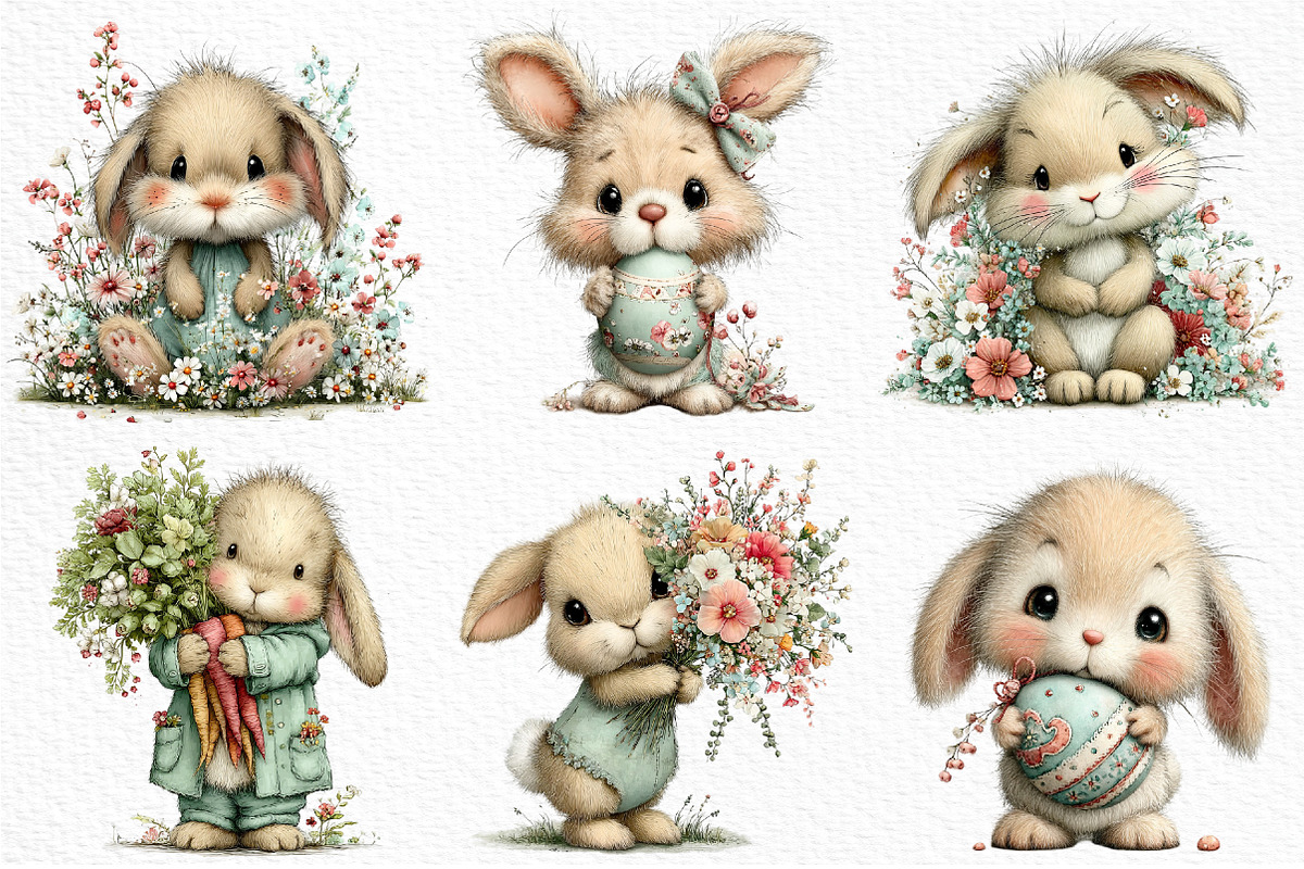 Whimsical Easter Animals Clipart PNG, an Illustration by Craft Nest (Photo 5 of 11)
