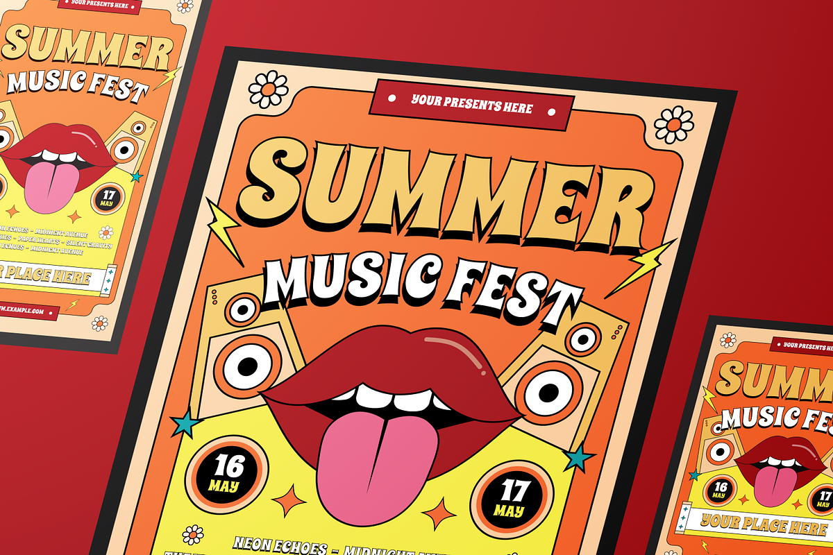 Psychedelic Music Festival Flyer Set, a Flyer Template by Annora Studio (Photo 6 of 6)