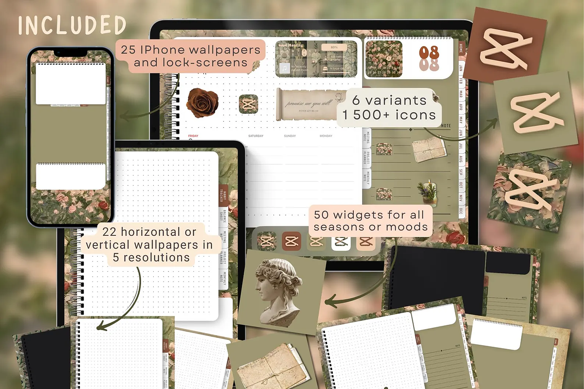 Vintage Romance iPad & iPhone Theme, a Wallpaper Graphic by BeeRubby (Photo 2 of 9)