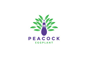 Peacock With Egg Plant Logo Symbol