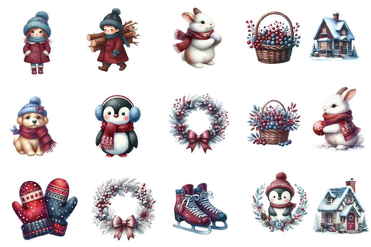 Cute Winter Clipart, an Illustration by Designworld (Photo 3 of 5)