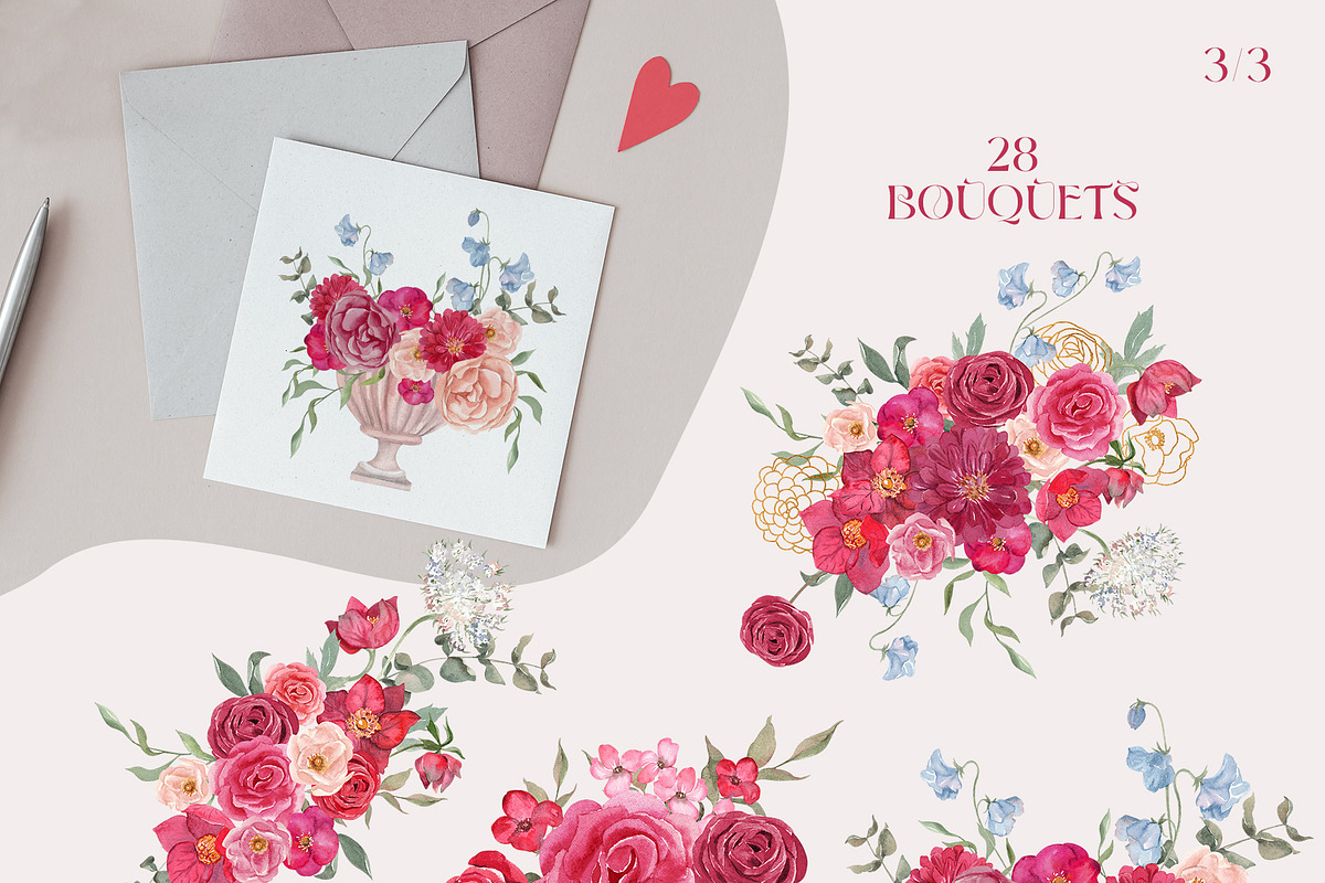 Viva Magenta Floral Watercolor 2023, a Decorative Illustration by Catch the Dream Art (Photo 5 of 24)