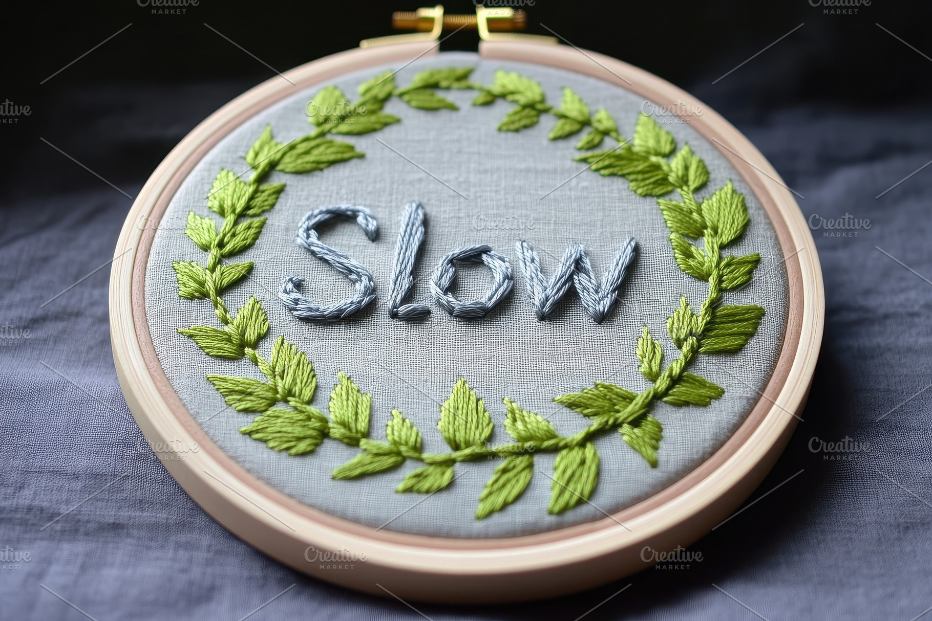 Delicate wooden hoop with greenery, a Photo by Pavel_design