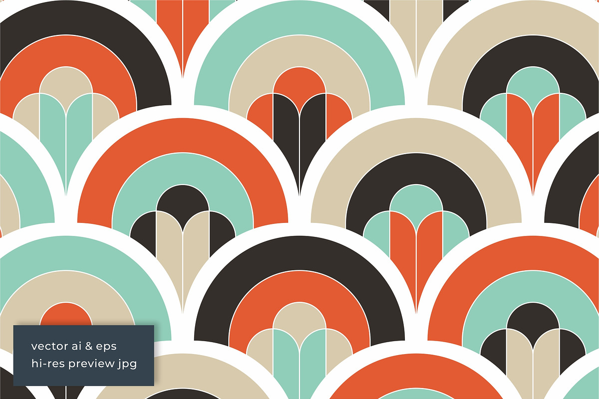 Retro Fish Scale Seamless Patterns, a Pattern Graphic by Firowerk (Photo 4 of 8)