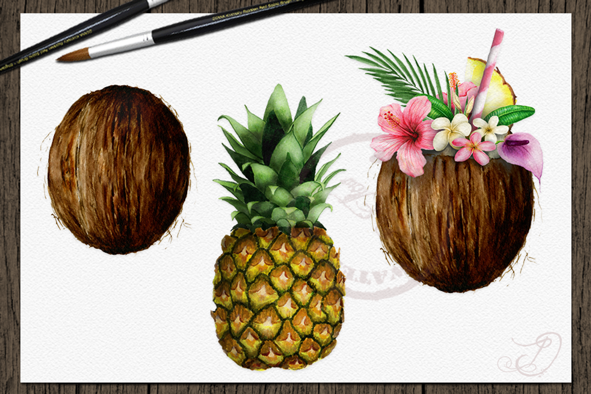Hawaii Watercolor Illustration, a Decorative Illustration by DioFlow (Photo 3 of 6)