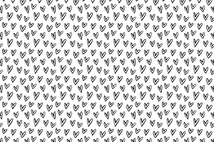 Black & White Hearts Vector Pattern
