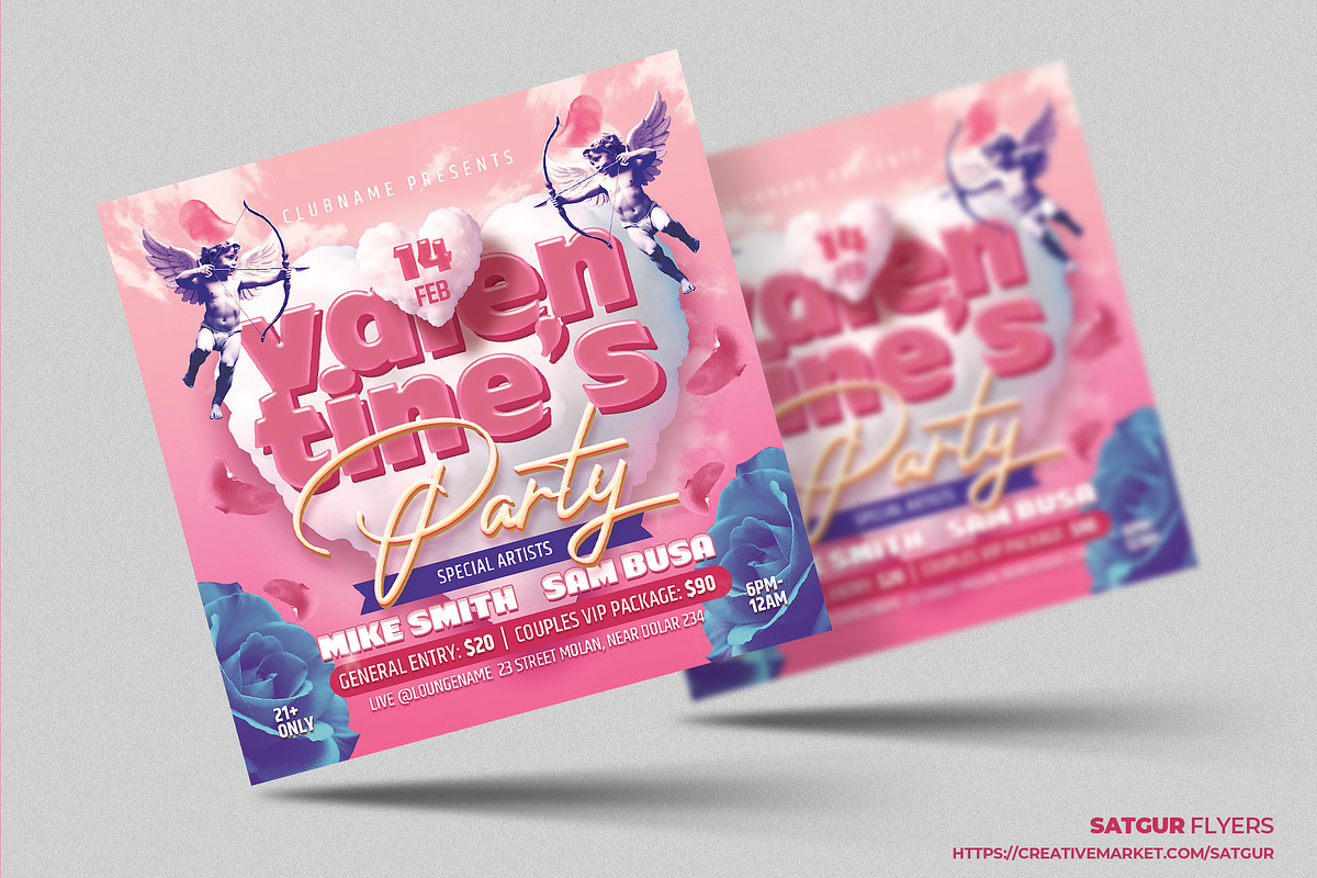 Valentines Day Party Flyer Template, a Flyer Template by Satgur Graphic Design (Photo 3 of 6)
