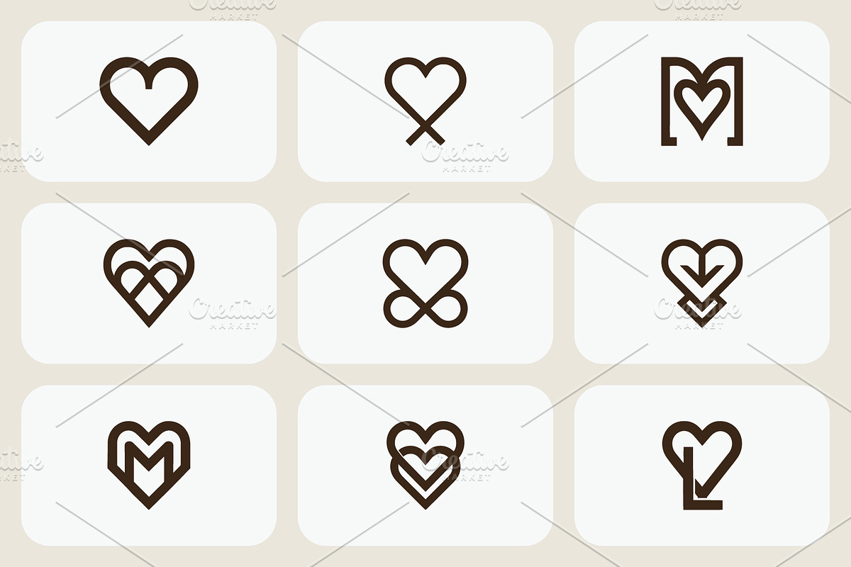 Minimal Heart Initial Logo Bundle, a Branding & Logo Template by Vectorium Studio (Photo 1 of 2)