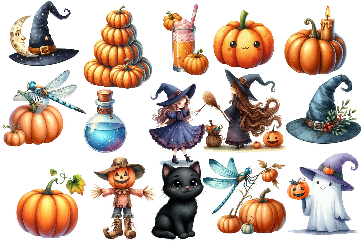 Halloween Season Clipart Bundle, an Illustration by Designworld (Photo 4 of 6)