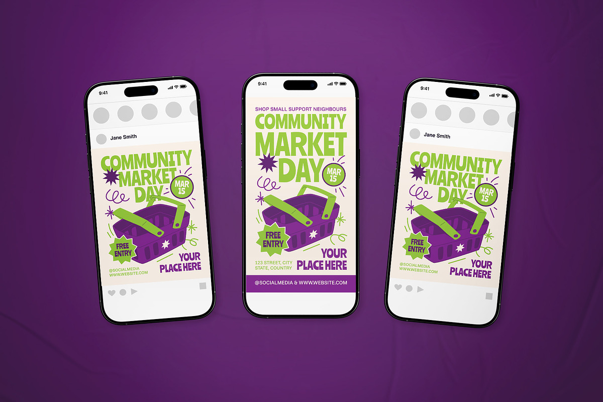 Community Market Day Event Flyer Set, a Flyer Template by The Good Store (Photo 2 of 2)