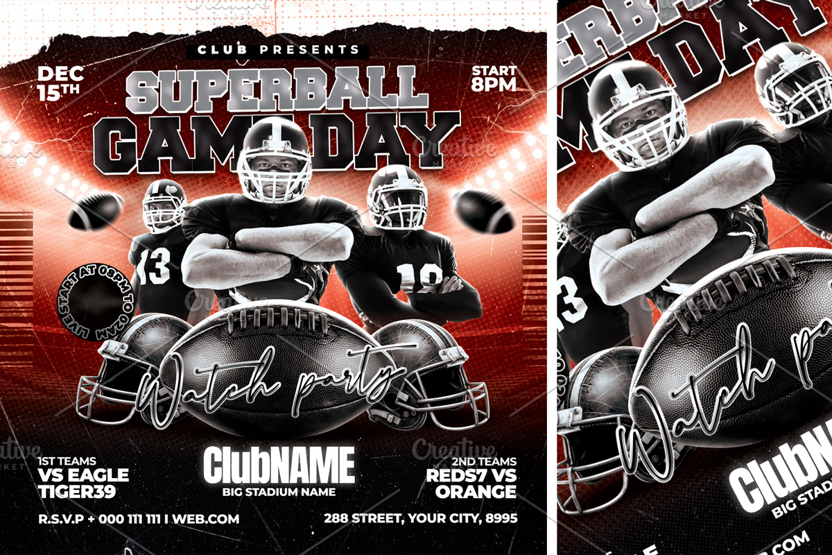 Gameday Watch Party Football Flyer, a Flyer Template by StarPixles11 (Photo 3 of 3)