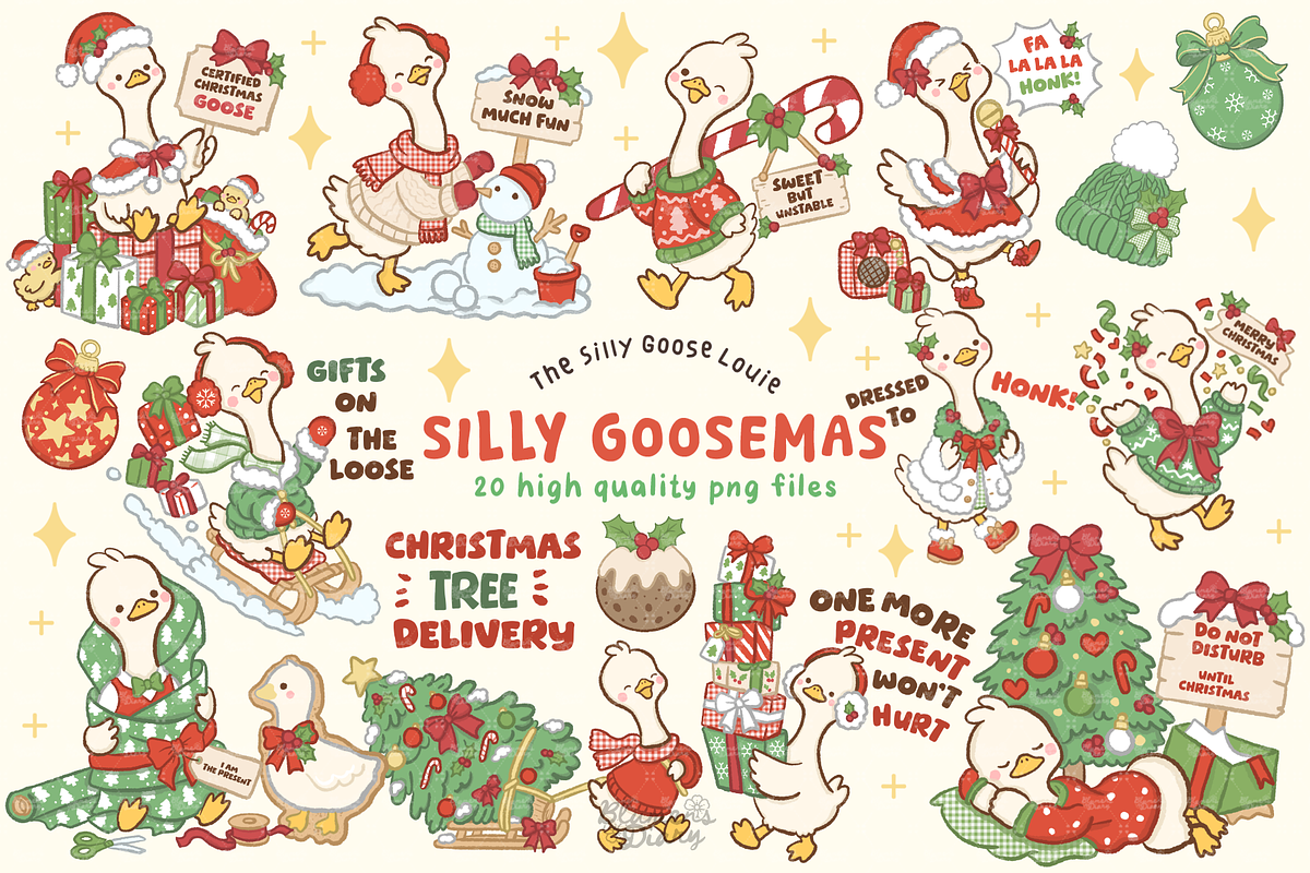 Goosemas Christmas Goose Clipart, a Seasonal Illustration by Blumensdiary (Photo 1 of 6)