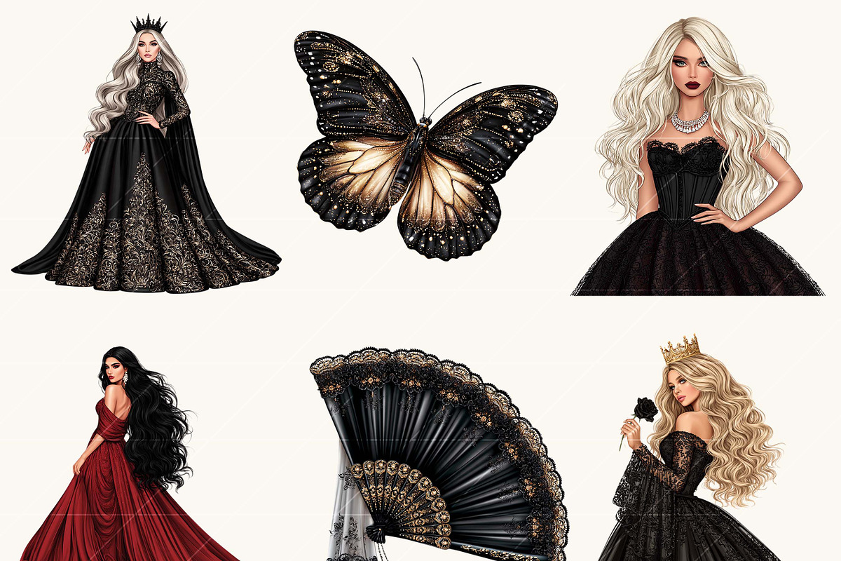 Dark Queen Clipart Bundle, an Object Illustration by BusyDaydesign (Photo 3 of 7)