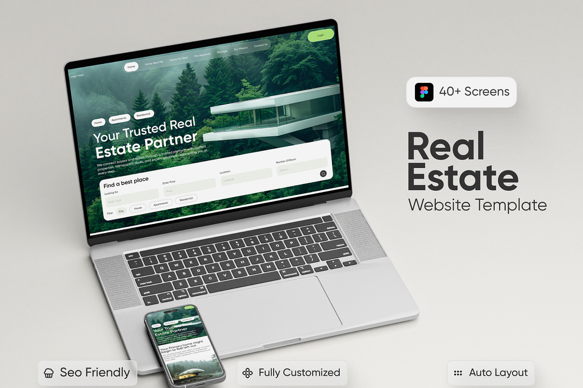 Modern Real Estate Website UI/UX Kit, an UI Kit Template by Soulfuldesignstudio (Photo 2 of 6)