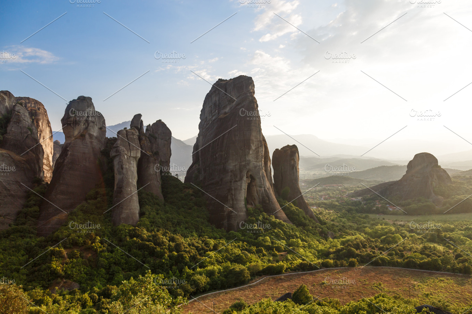 Beautiful landscape of Meteora rocks at sunrise, Greece, a Nature Photo by Konstantin K.