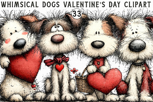 Whimsical Dogs Valentine's Day Clipa, an Illustration by Libby Wishes