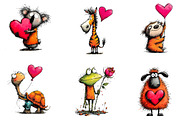 Quirky Valentine's Animals Clipart, an Illustration by Dream Creation (Thumbnail 5 of 7)
