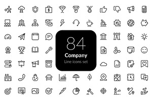 Business Company Line Icons Set