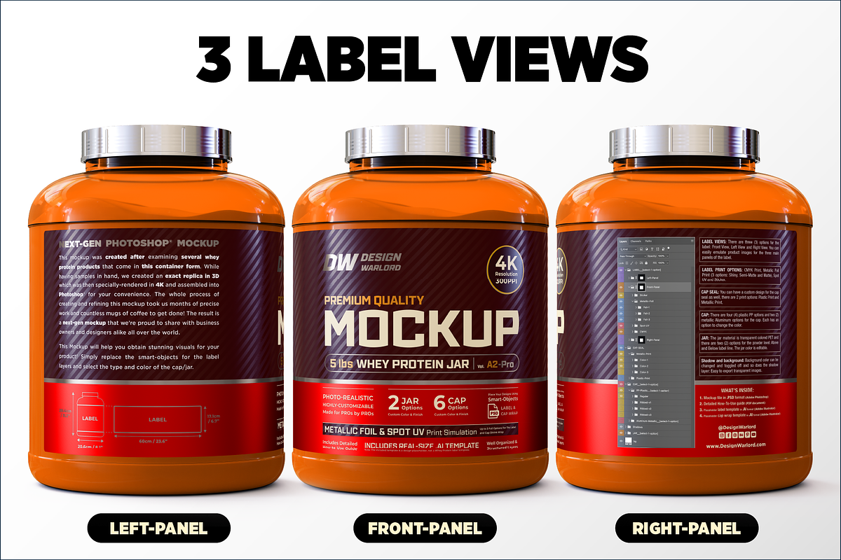5lb Whey Protein Jar Mockup A2-Pro, a Packaging Mockup by Design Warlord (Photo 6 of 16)