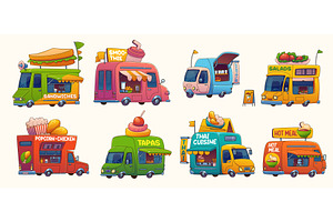 Street food truck cars, a Food Illustration by Buch&Bee