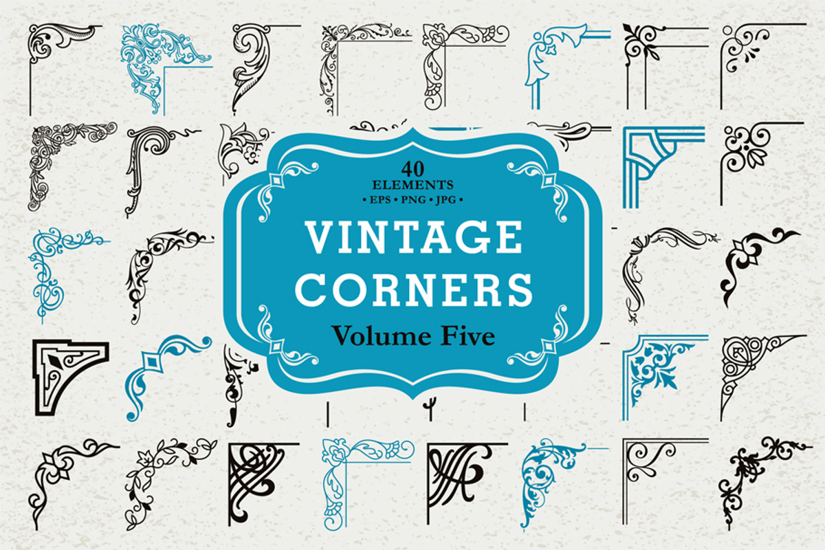 Vector Vintage Corners, Set #5, an Object Graphic by Digiselector Design Goods (Photo 1 of 2)