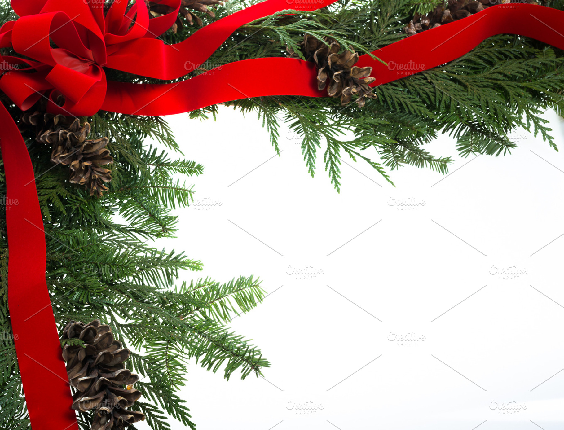 Decorative border with red ribbon