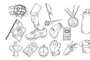 footballs handdrawn collection, an Object Graphic by nikagraphic
