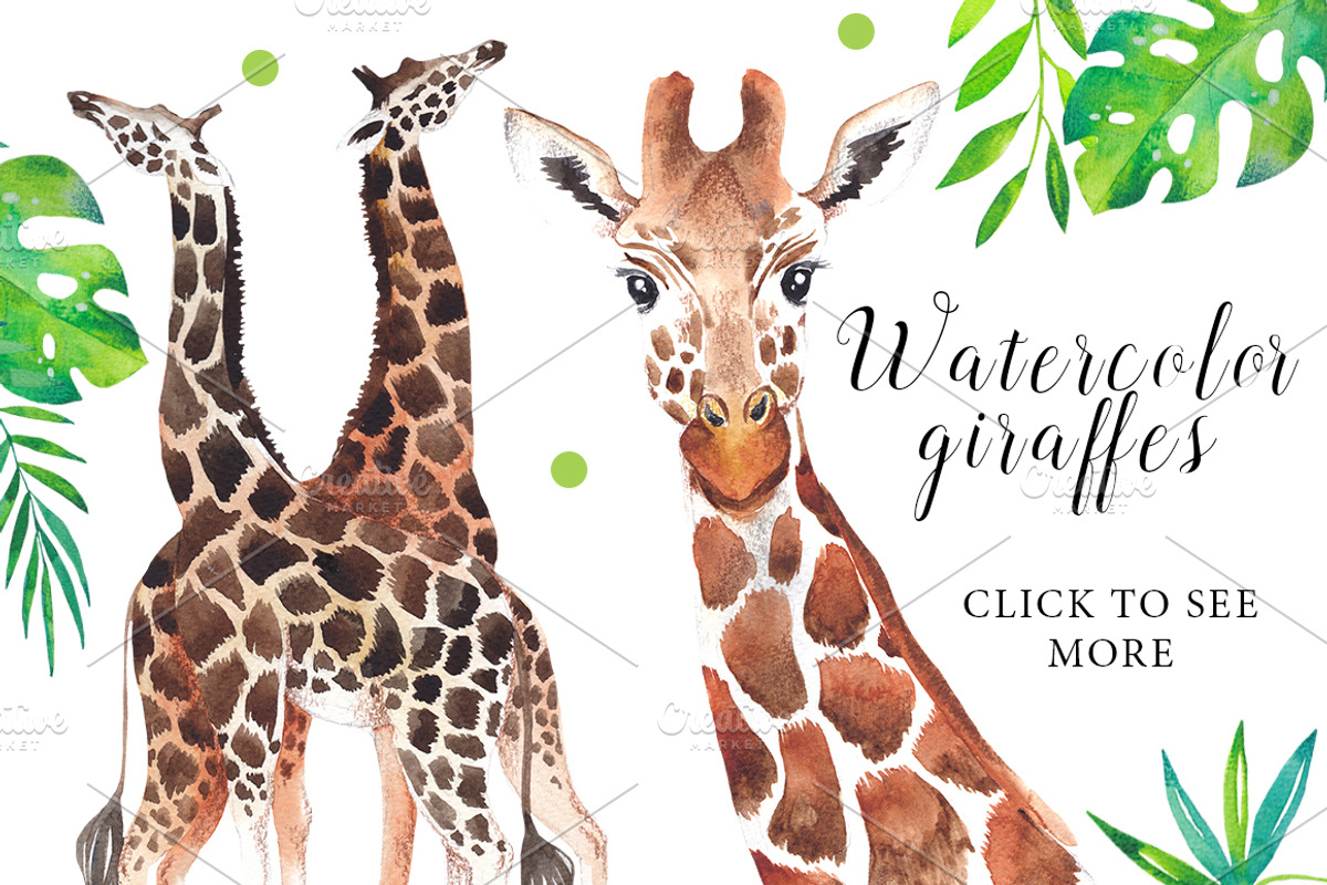 Giraffe love - watercolor set, an Illustration by Beauty Drops (Photo 2 of 7)