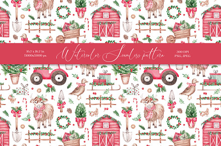 Christmas Farm seamless pattern, a Pattern Graphic by SirenaArt