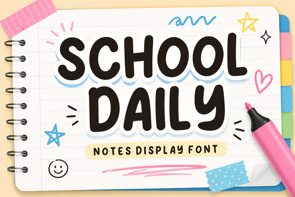 School Daily, a Sans Serif Font by Limited.studio (Photo 1 of 5)