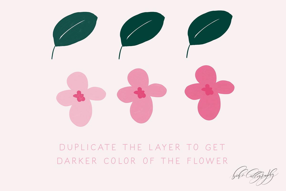 Flowers & Leaves Procreate Stamps, a Brush Add-On by BohoCalligraphy (Photo 6 of 9)