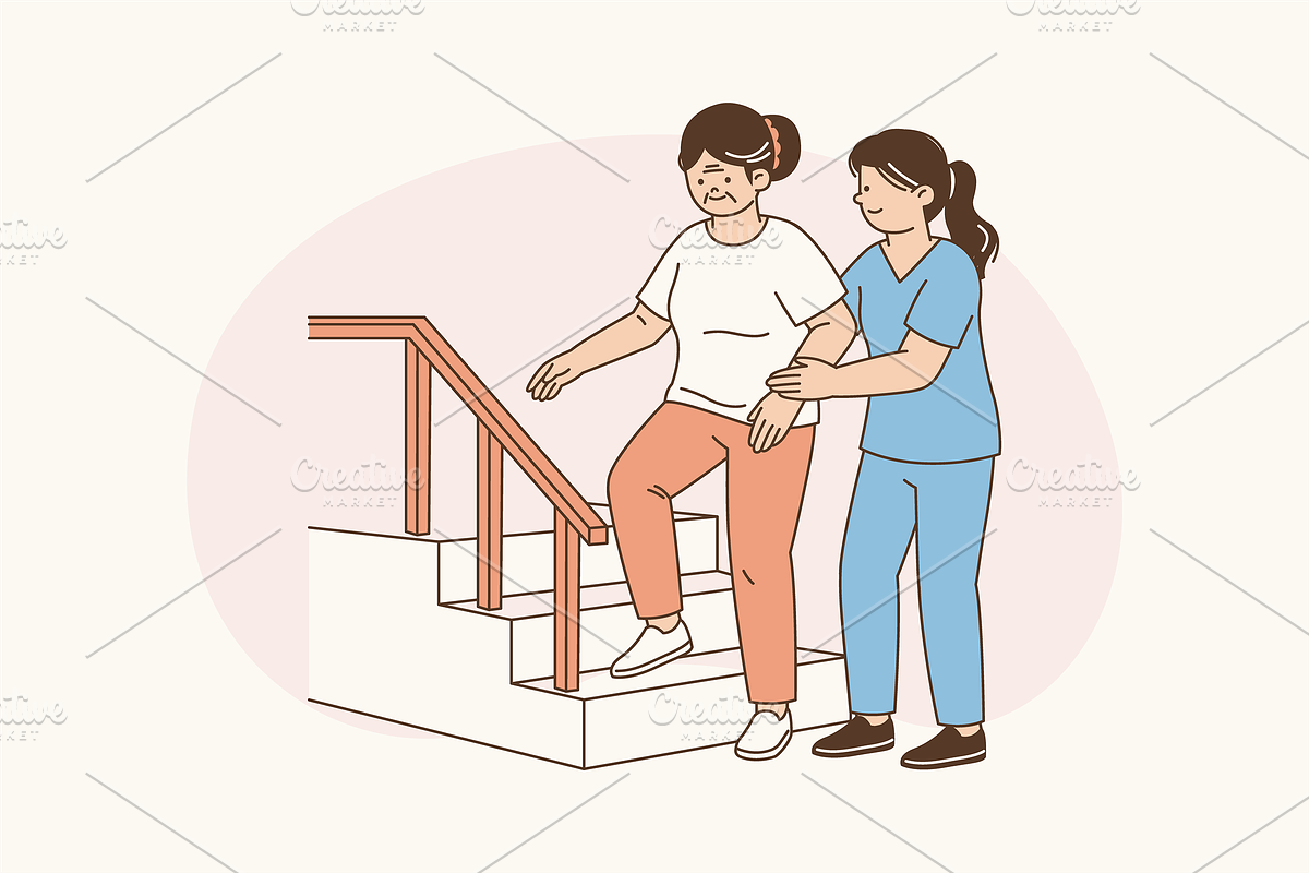 Guided Senior Rehab Illustration, an Object Graphic by Jump Studio (Photo 11 of 12)