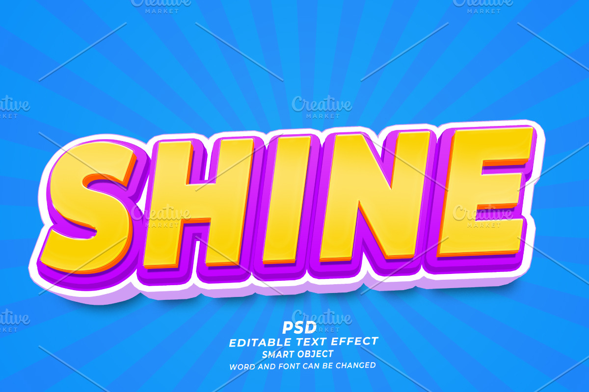 PSD Shine 3d Editable Text Effect, a Layer Style Add-On by TrueVector (Photo 1 of 2)