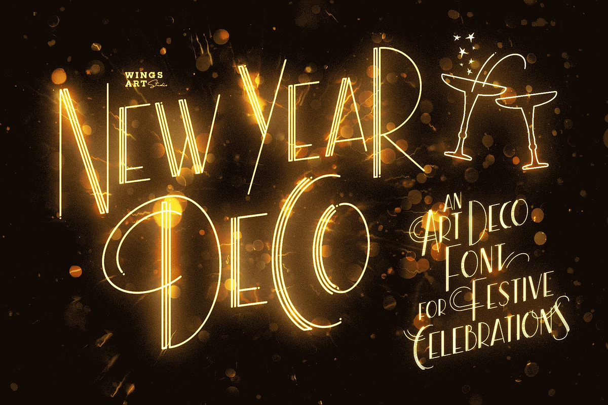Festive Art Deco Font, a Sans Serif Font by UInstrument (Photo 1 of 10)