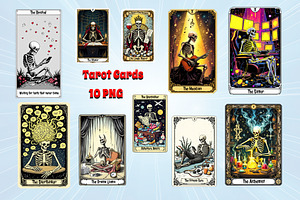 Funny Horror Tarot Cards PNG Bundle, a Decorative Illustration by Twisted Mountains