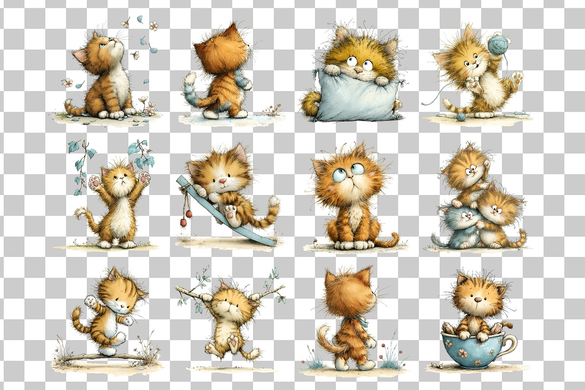 Cute Kitten Watercolor Clipart PNG, an Animal Illustration by Nicolle's Colorful Art (Photo 4 of 5)