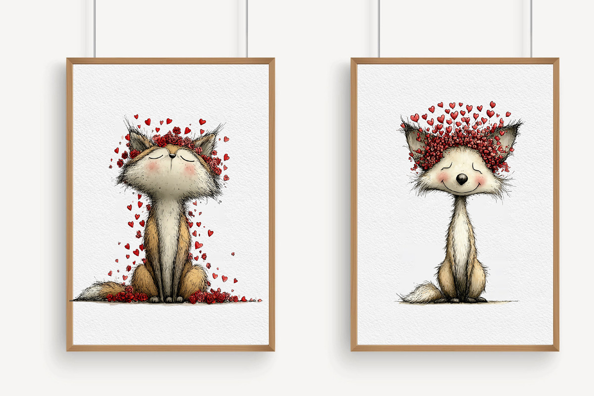 Whimsical Valentine Fox Clipart, an Illustration by Libby Wishes (Photo 4 of 6)