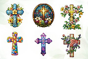 Stained Glass Easter Crosses Clipart, an Illustration by CreationArt (Thumbnail 3 of 5)