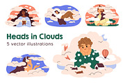 People dream with head in clouds set, a Person Illustration by Good Studio (Thumbnail 1 of 8)