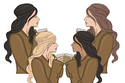 Coffee Girls Clipart, a Person Illustration by GlamArtZhanna (Thumbnail 4 of 4)