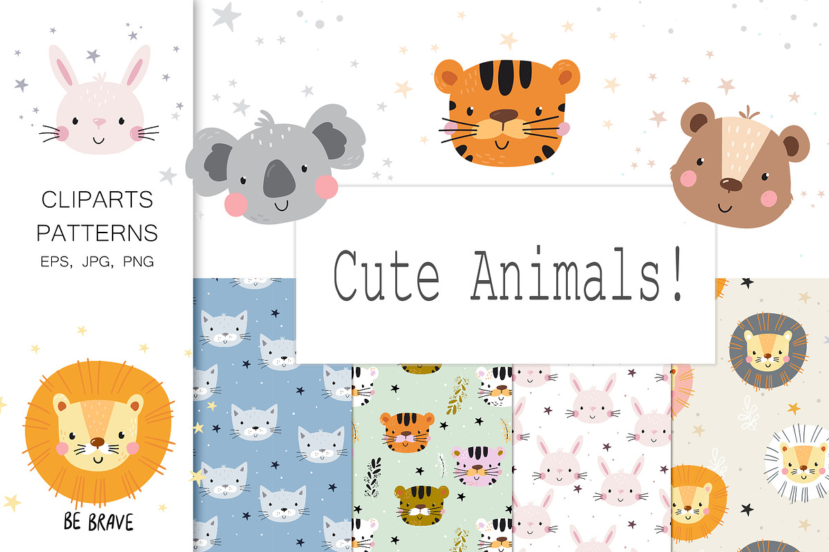Cute Animals for kids!, a Background Graphic by Irene_Boiko_ART (Photo 1 of 5)