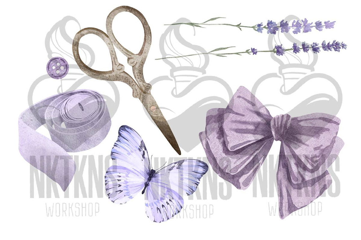 Sewing Kit Watercolor Clipart., an Illustration by NKTKNS (Photo 4 of 7)