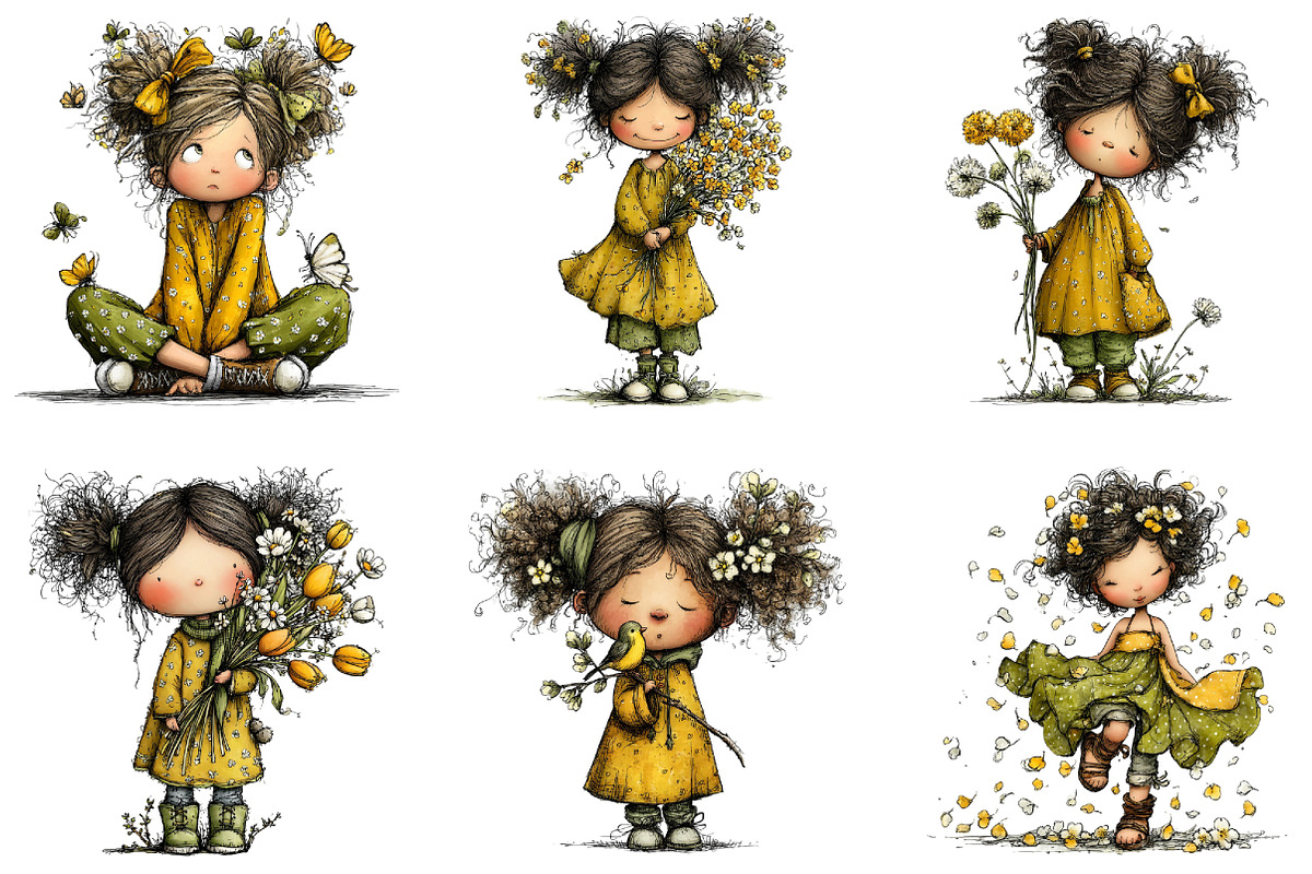 Whimsical Spring Girl Clipart, an Illustration by CraftArtStudio (Photo 6 of 6)