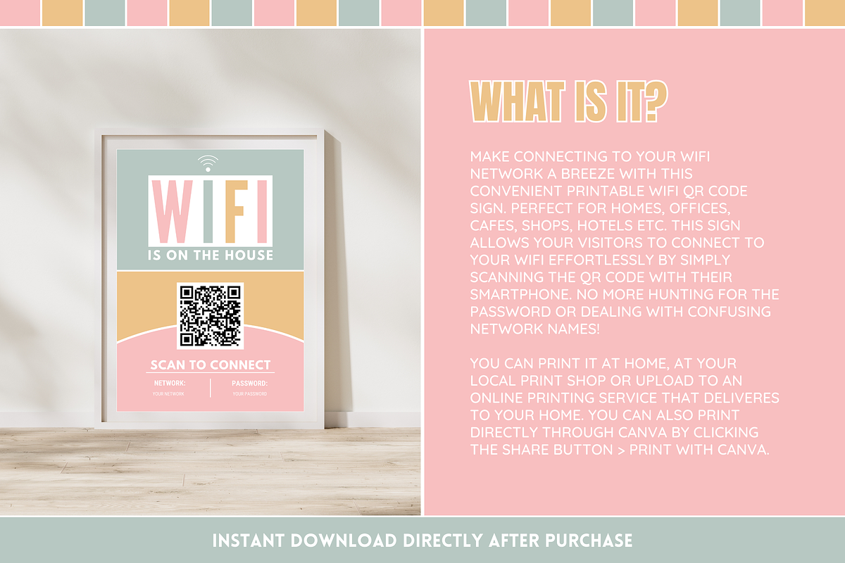 Olive Rose WiFi QR Code Sign, a Stationery Template by SunshineStudioBoutique (Photo 3 of 10)